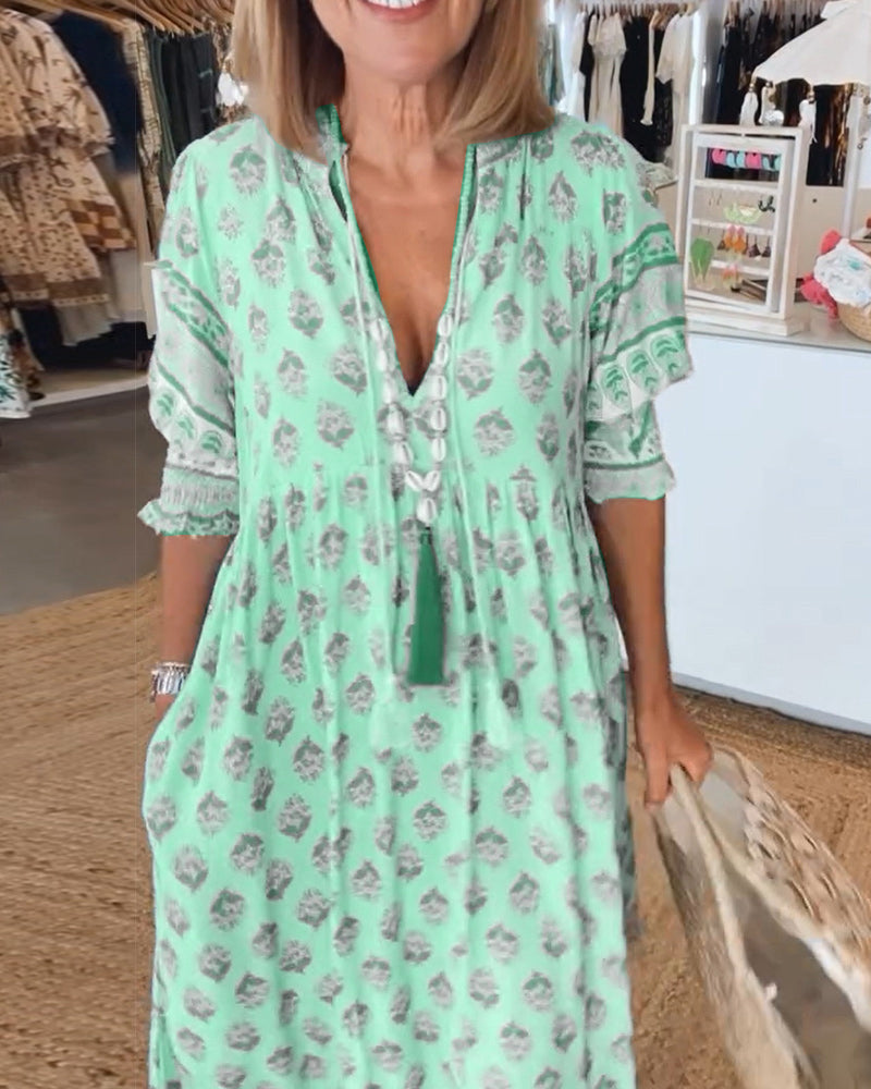 Modena - Bedrucktes Freizeitkleid mit V-Ausschnitt