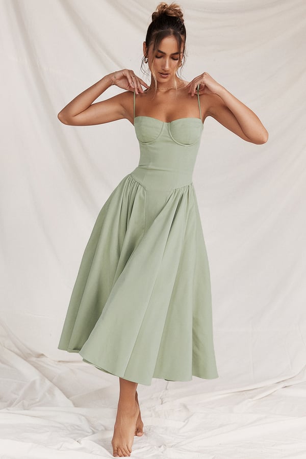 Celine - Ärmelloses Midi-Kleid mit Korsettpassform