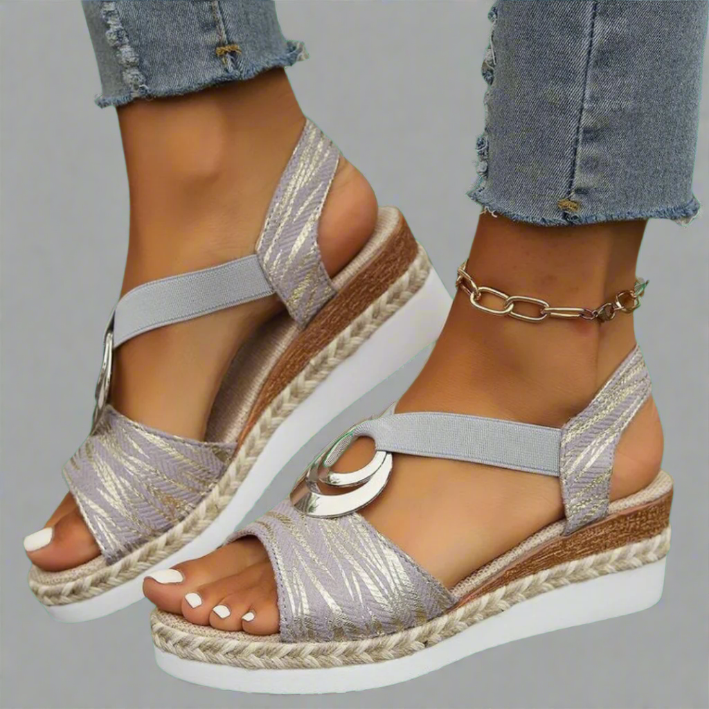 Dahlia | Sandali wedge artigianali in materiale premium