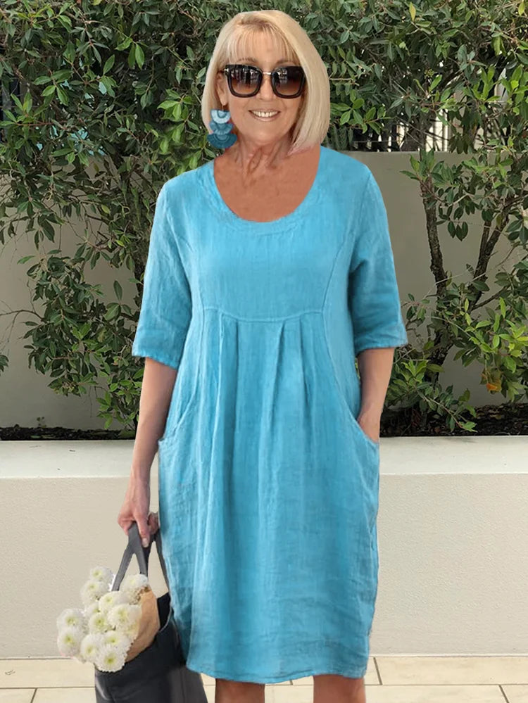 Noara - Lässiges Baumwoll-Tunika-Kleid mit Taschen