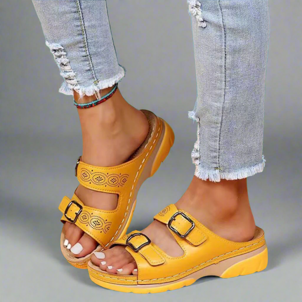 Dorothee | Sandali con Zeppa e Doppi Cinghie – Confortevoli e alla Moda