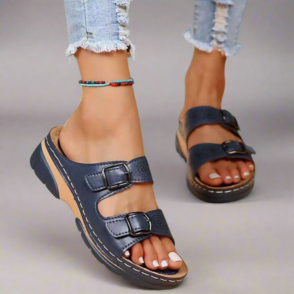 Dorothee | Sandali con Zeppa e Doppi Cinghie – Confortevoli e alla Moda
