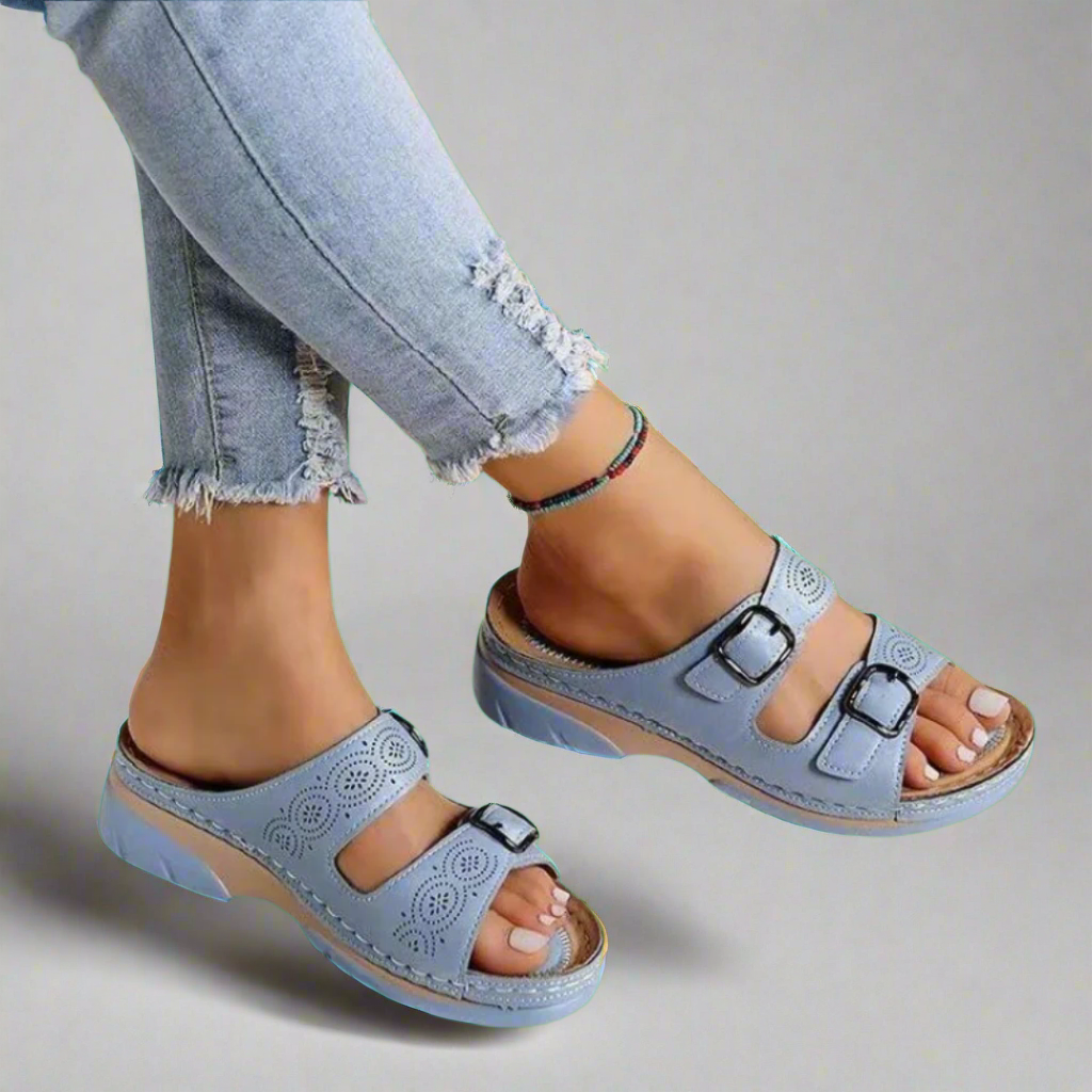 Dorothee | Sandali con Zeppa e Doppi Cinghie – Confortevoli e alla Moda