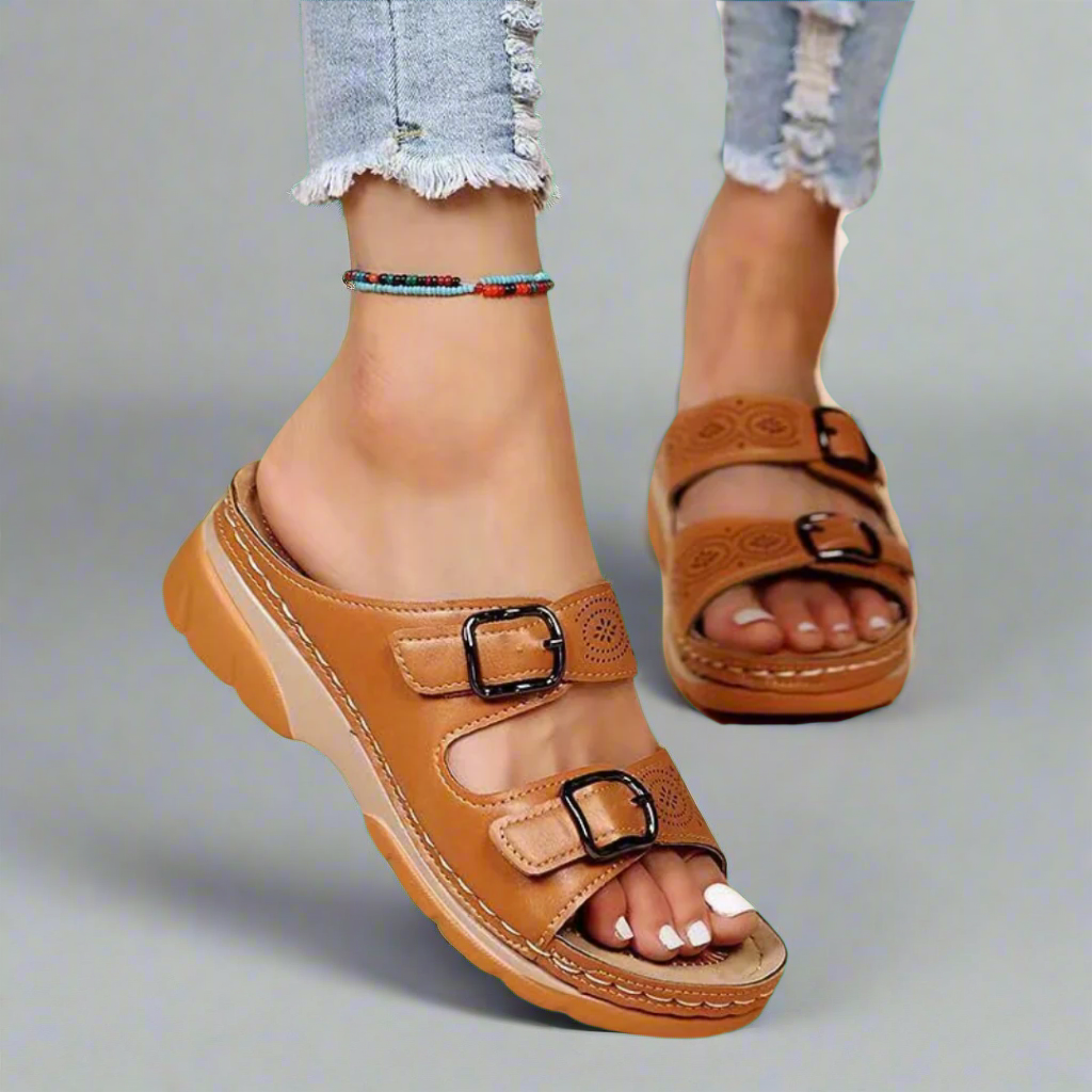 Dorothee | Sandali con Zeppa e Doppi Cinghie – Confortevoli e alla Moda