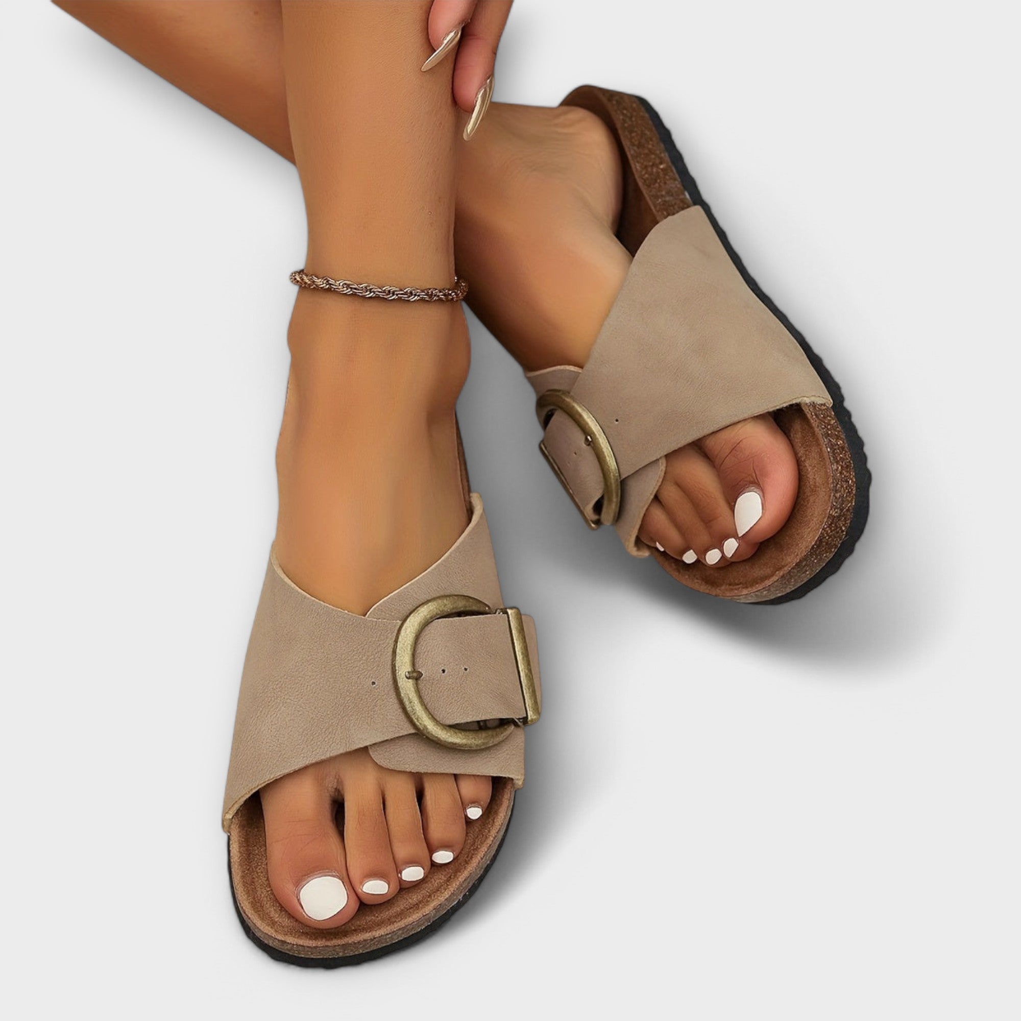 Margie - Ciabatte in sughero da donna con design a cinturino