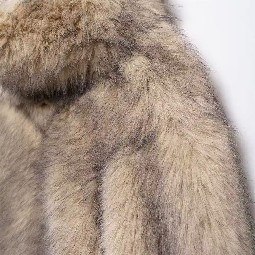 ELVORU - Fur Effect Puffer Coat