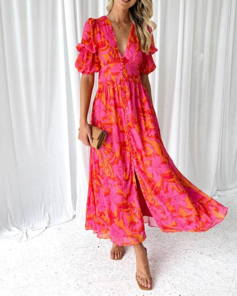 DERANA | Maxikleid in Rosa Rot