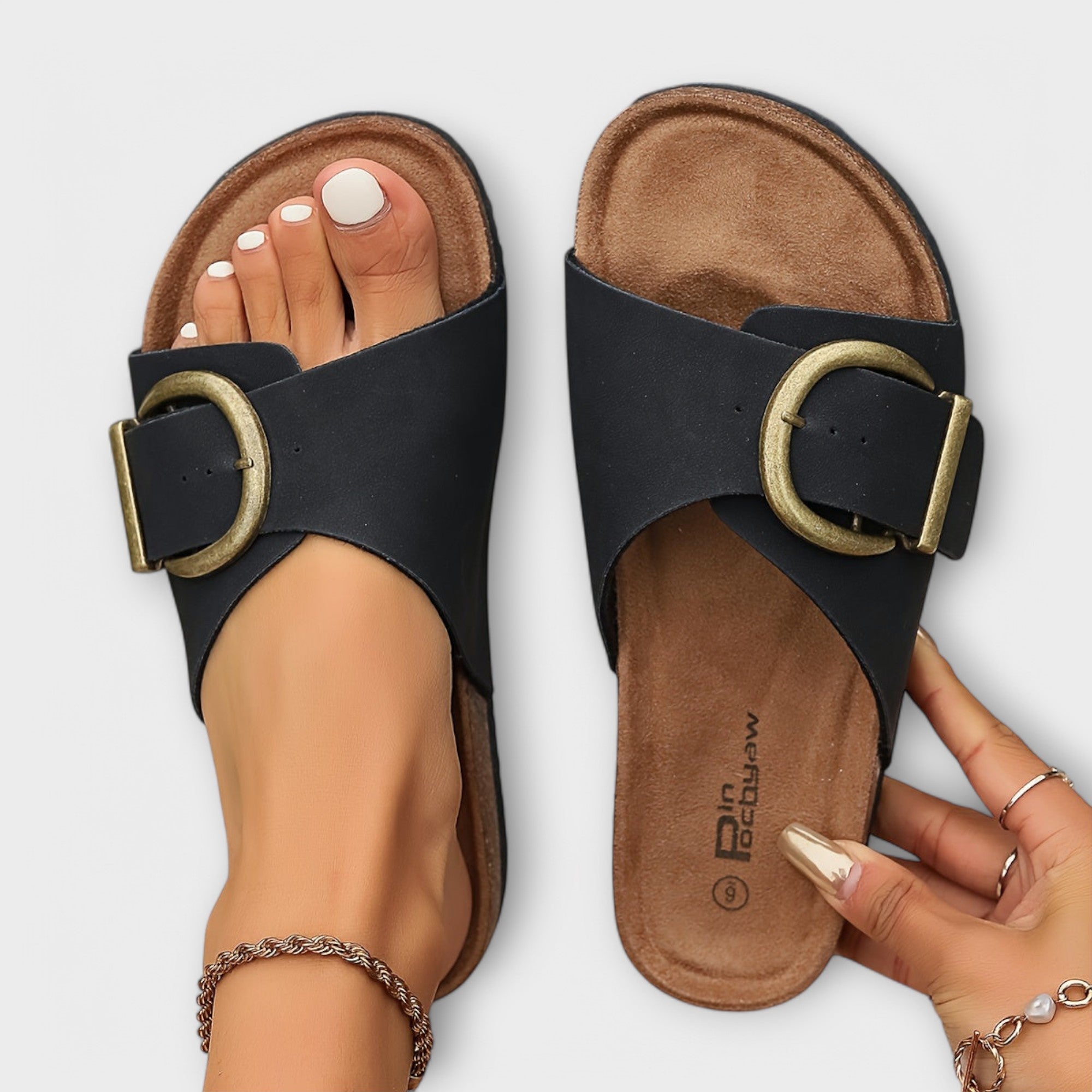 Margie - Ciabatte in sughero da donna con design a cinturino