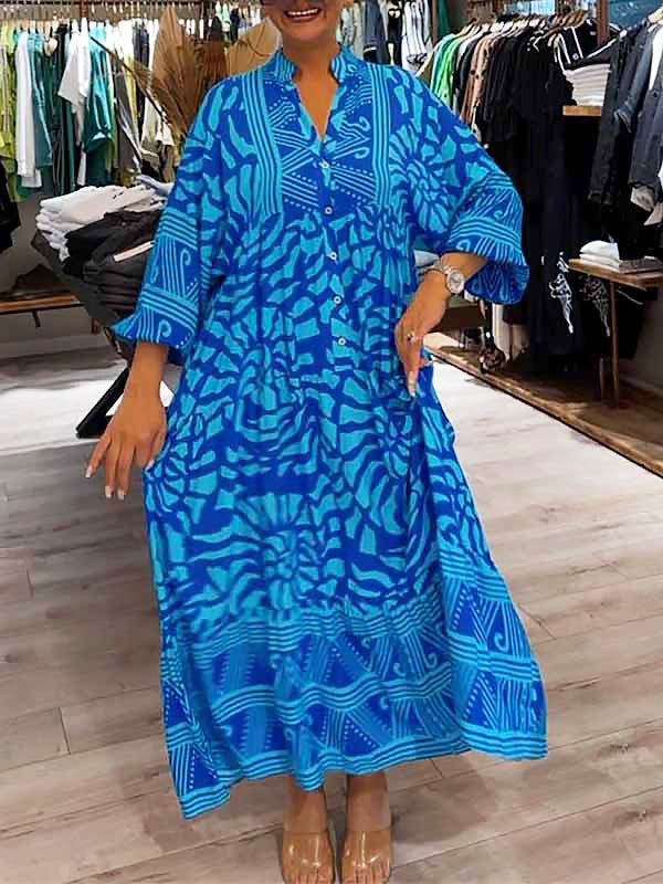 Mira | V-Ausschnitt Gedrucktes Kleid