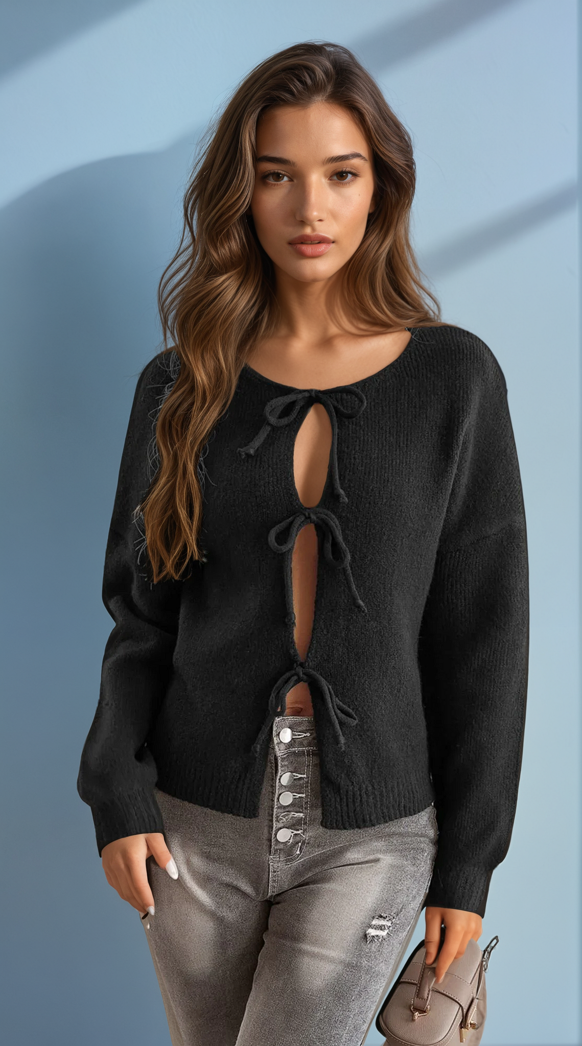 Cardigan girocollo annodato Allegra-Vita