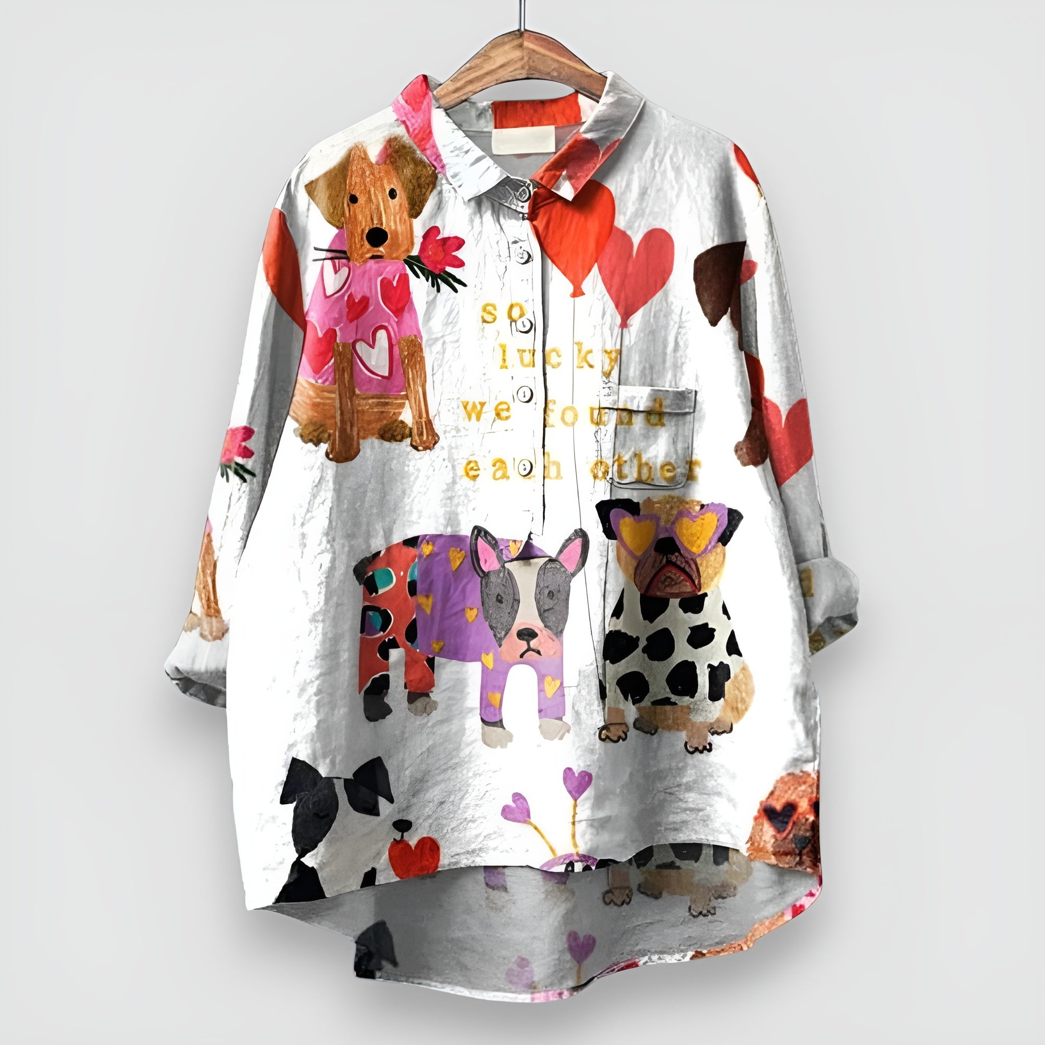 Kathrin | Damenbluse mit Hundeprint