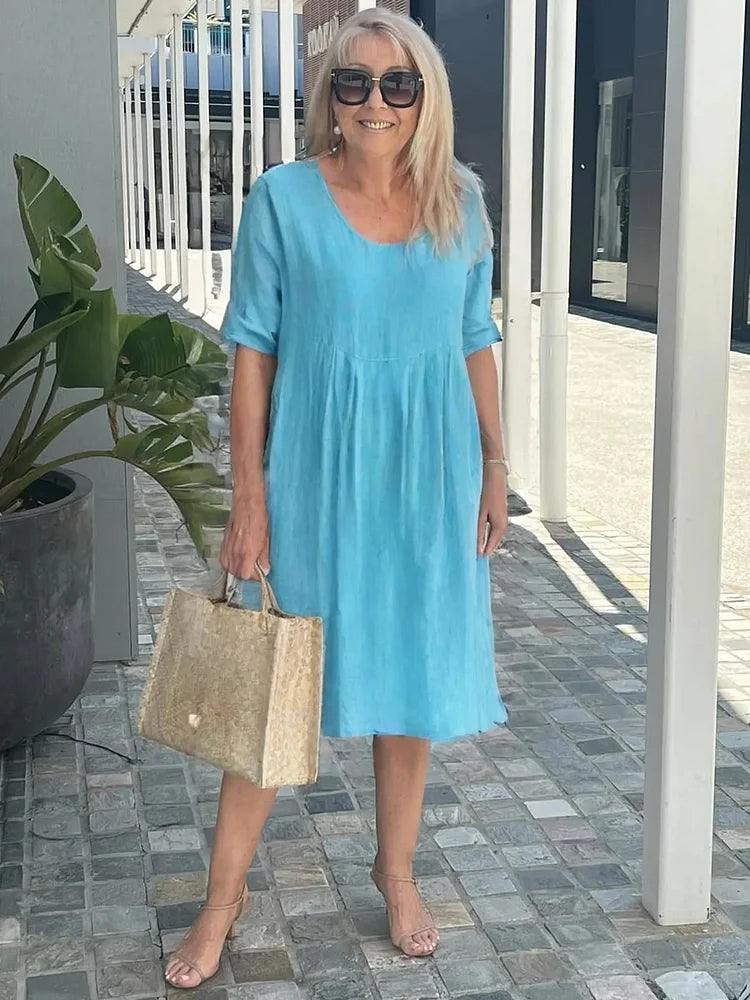 Noara - Lässiges Baumwoll-Tunika-Kleid mit Taschen