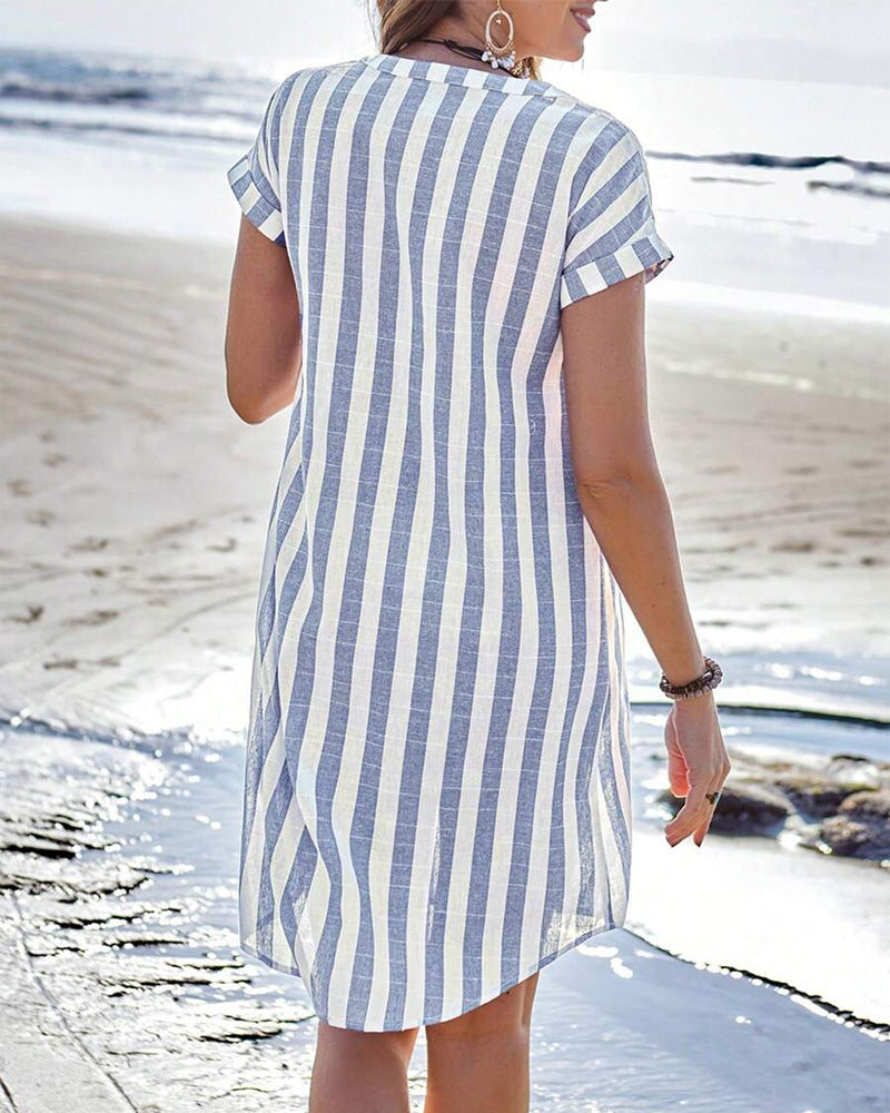 Martine™ | Elegante vestito camicia a righe