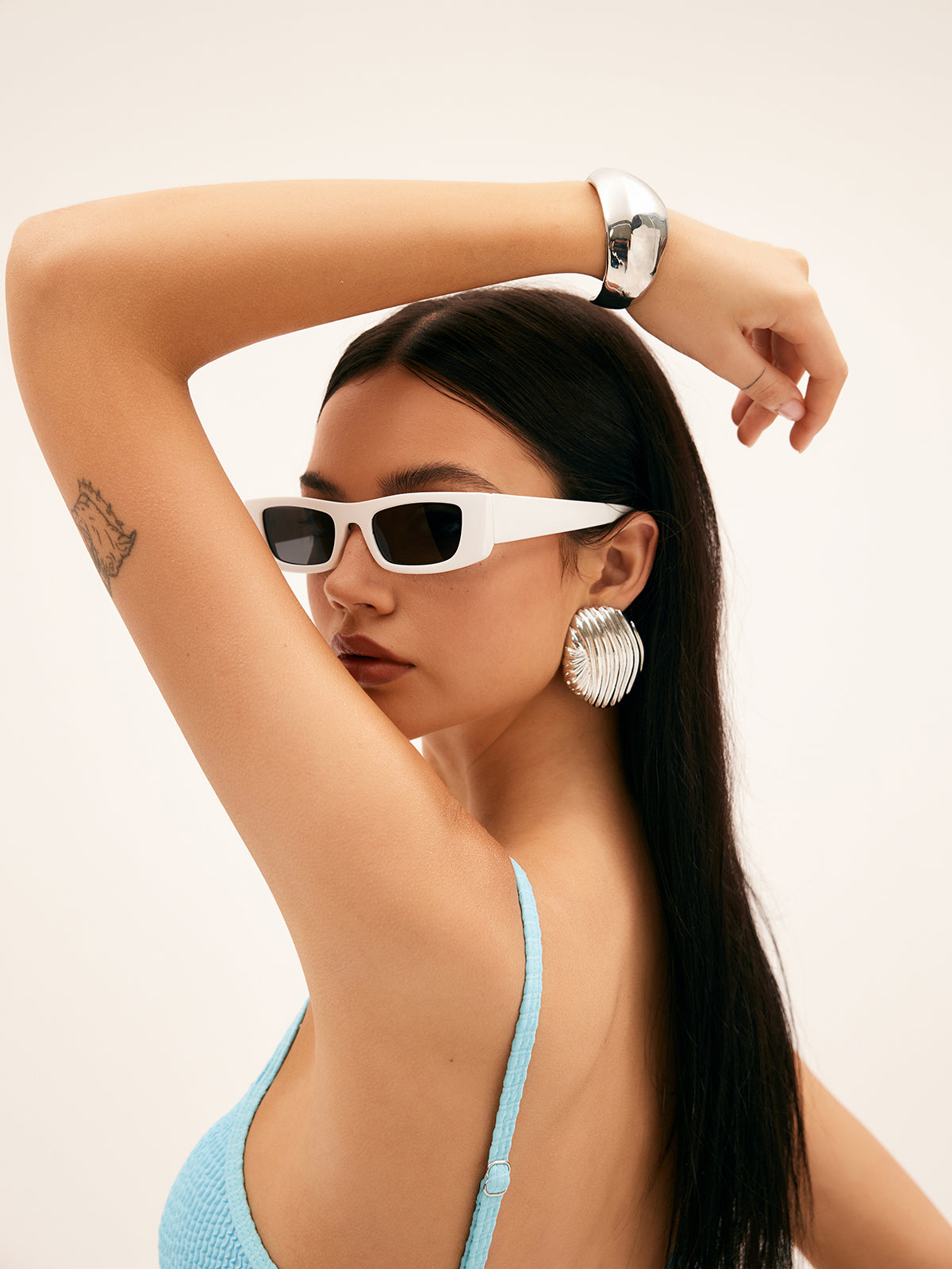Cleo - Weiße stilvolle Sonnenbrille