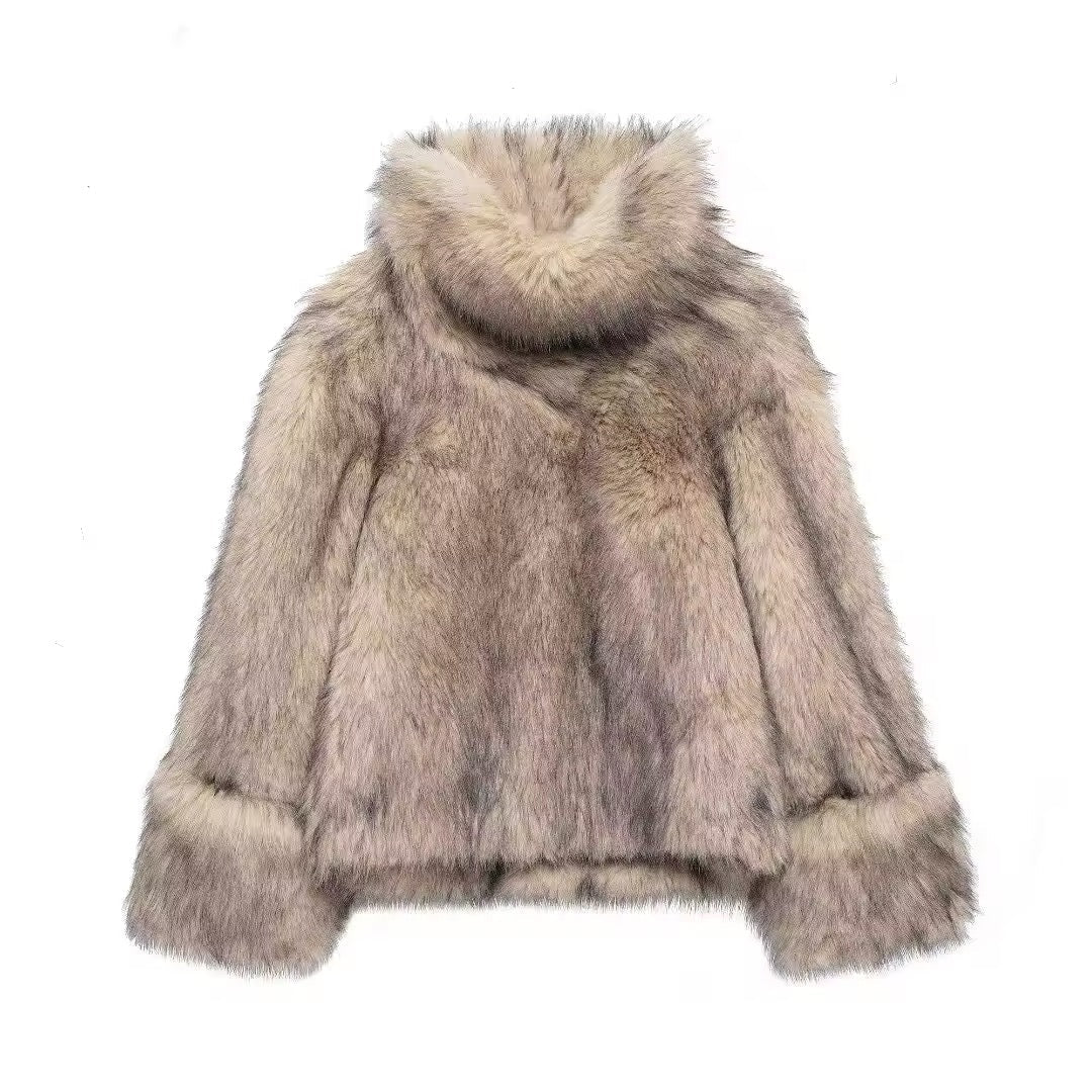 ELVORU - Fur Effect Puffer Coat