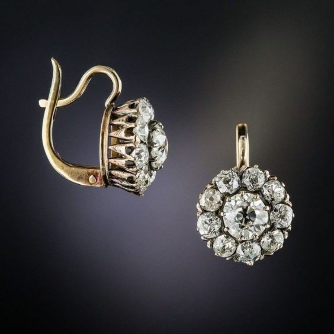 Elegante Vintage-Ohrhänger aus Gold mit Zirkoniumblüte