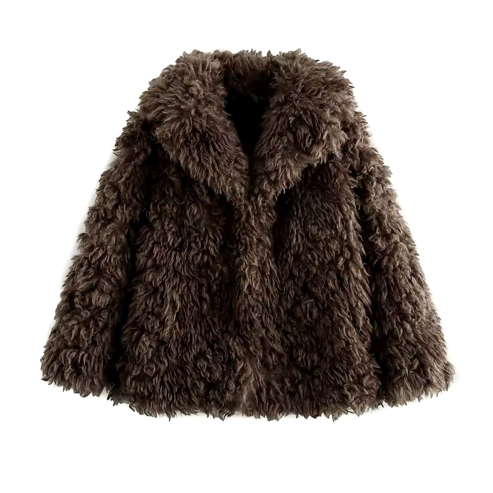 ELVORU - Fur Effect Puffer Coat