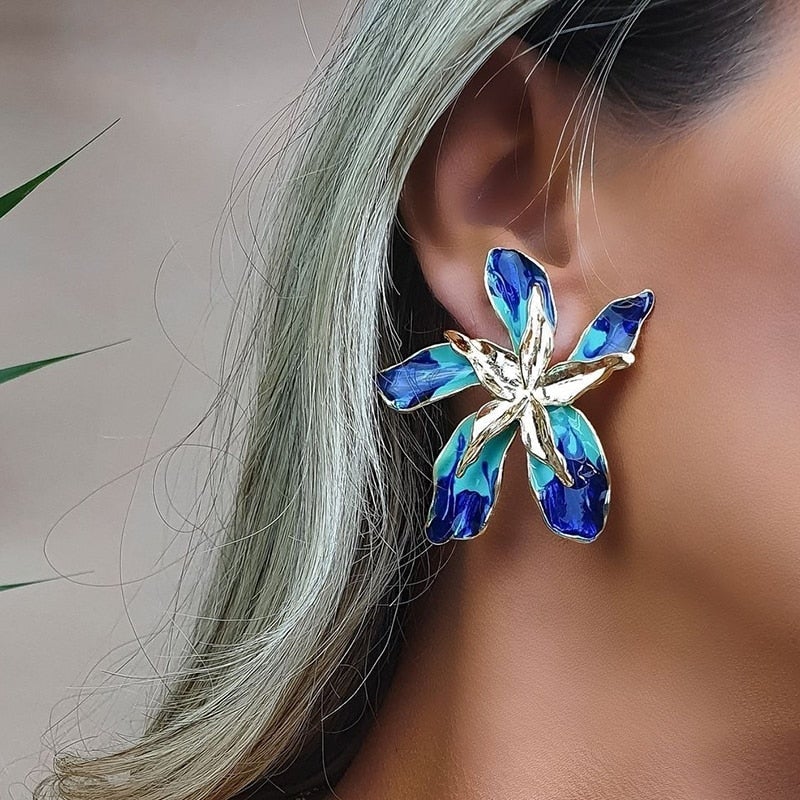 Ohrringe „Happy Flower“ mit blauen Kristallen
