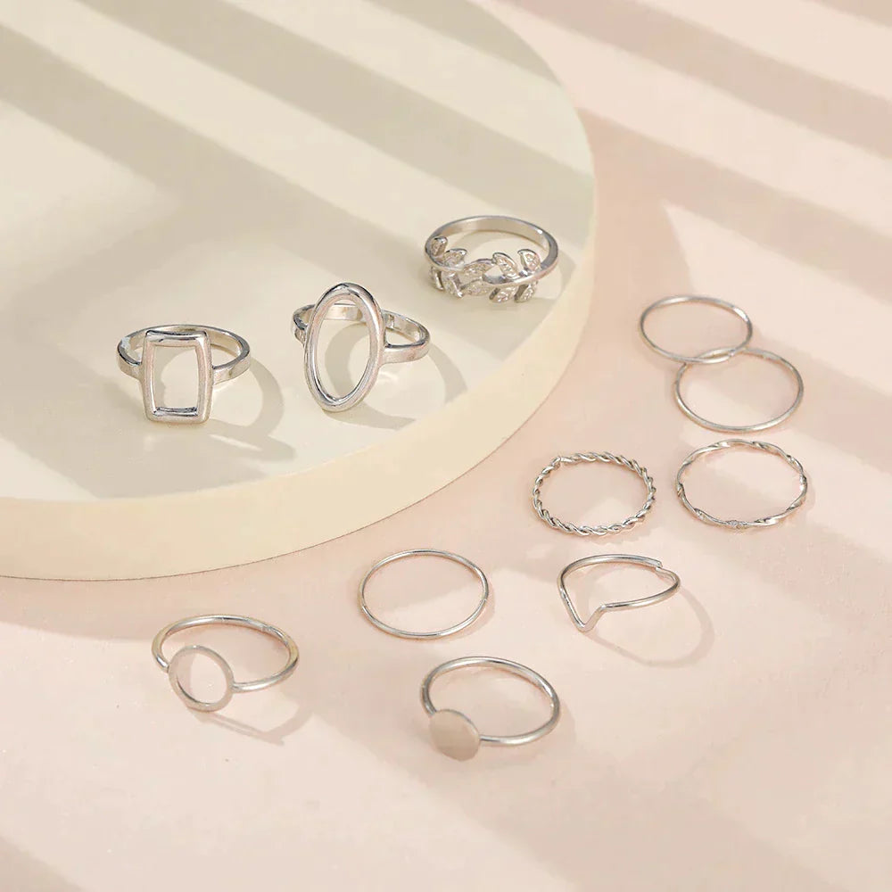Ensemble von 11 vintage Silberringen