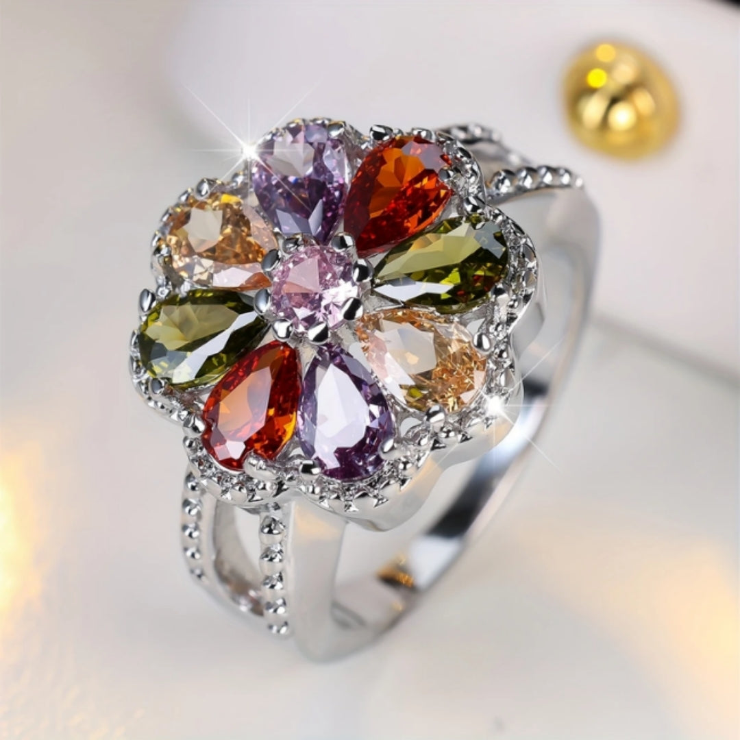 Margueritenring mit farbigen Steinen