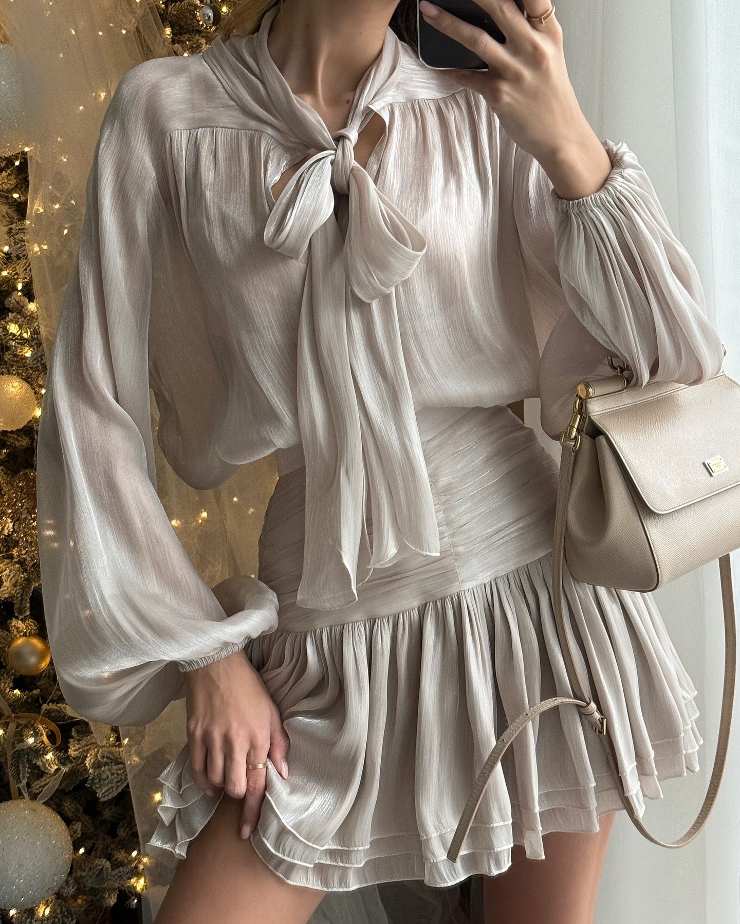 The Marisa - Bow Tie Pleated Skirt Set