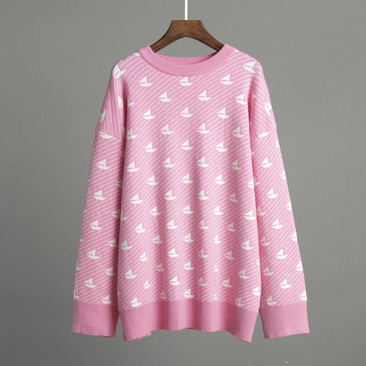 Maglione lavorato a maglia La Marina – Pullover con stampa a barca a vela