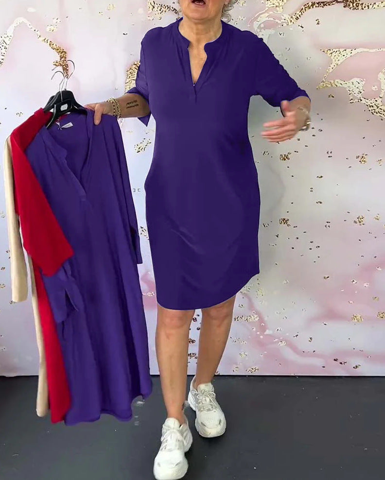 Elena - Midi-Kleid mit V-Ausschnitt