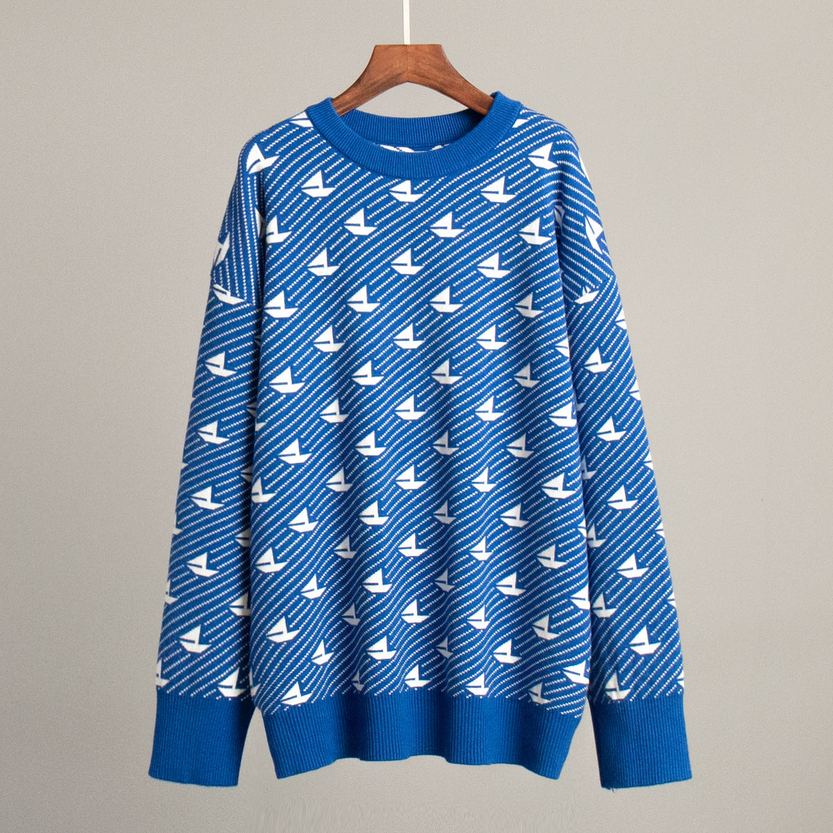 Maglione lavorato a maglia La Marina – Pullover con stampa a barca a vela