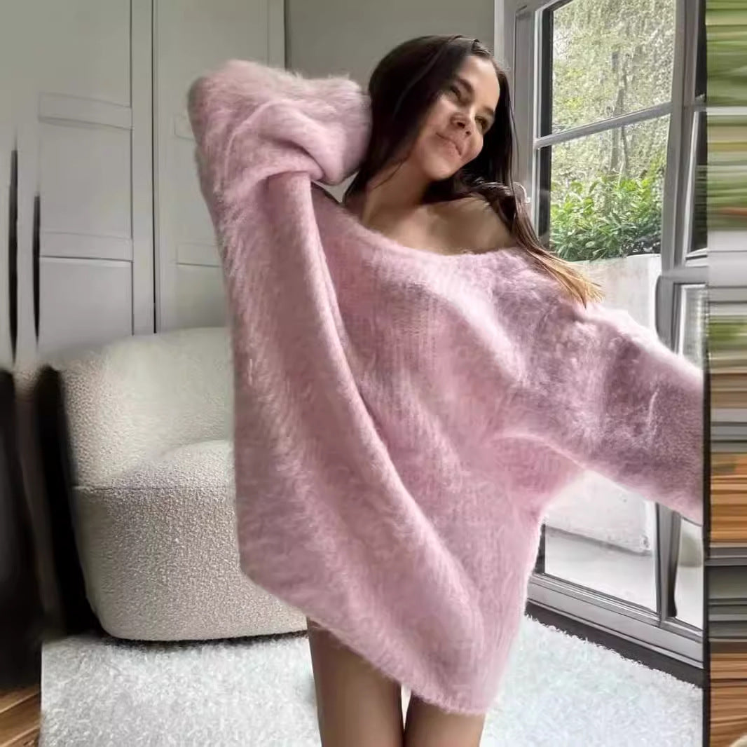 Maglione dolce e pigro con schiena scoperta di Aurora