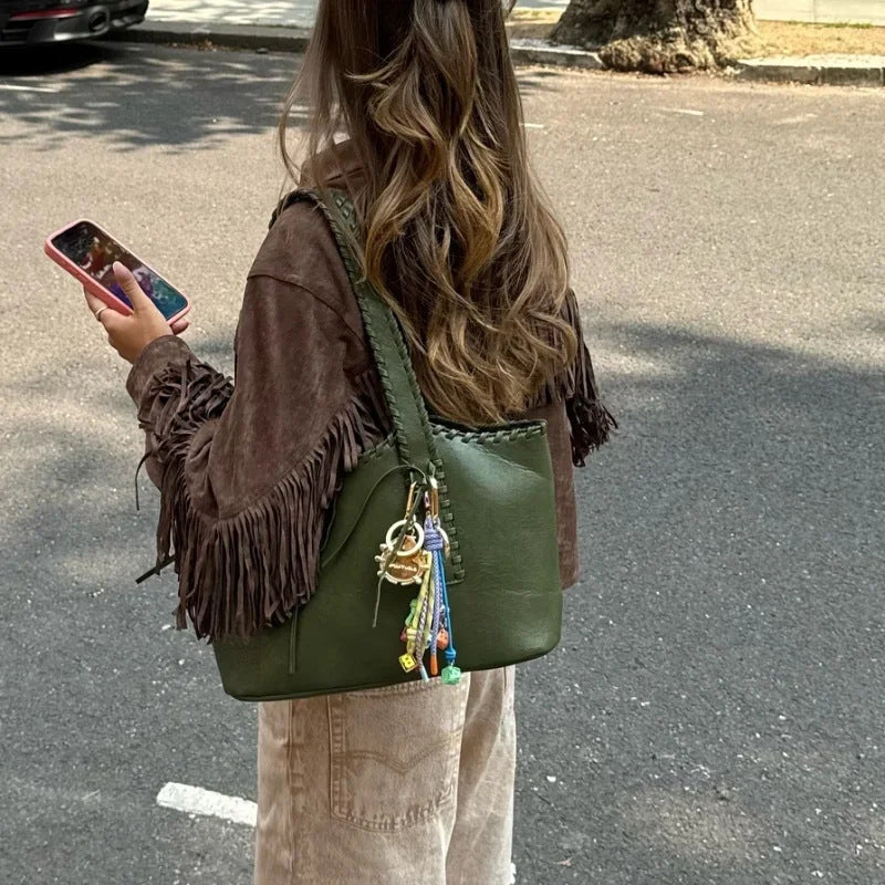 Giacca in pelle scamosciata con frange di Rivana