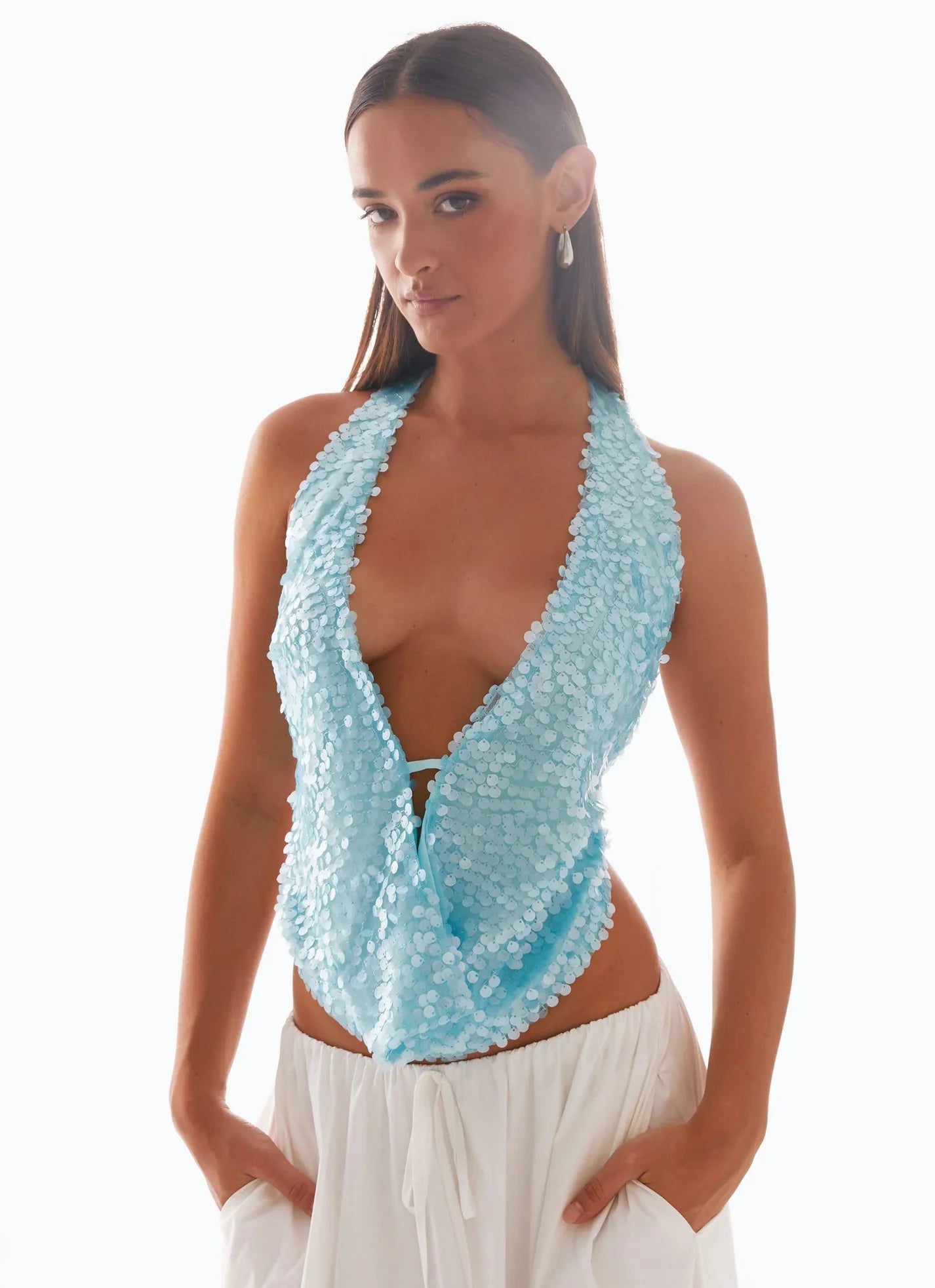 Luna – Azzurro Cowl Top
