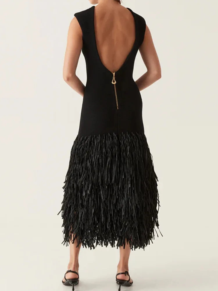 Aline - Maxi Kleid mit eleganten Fransen