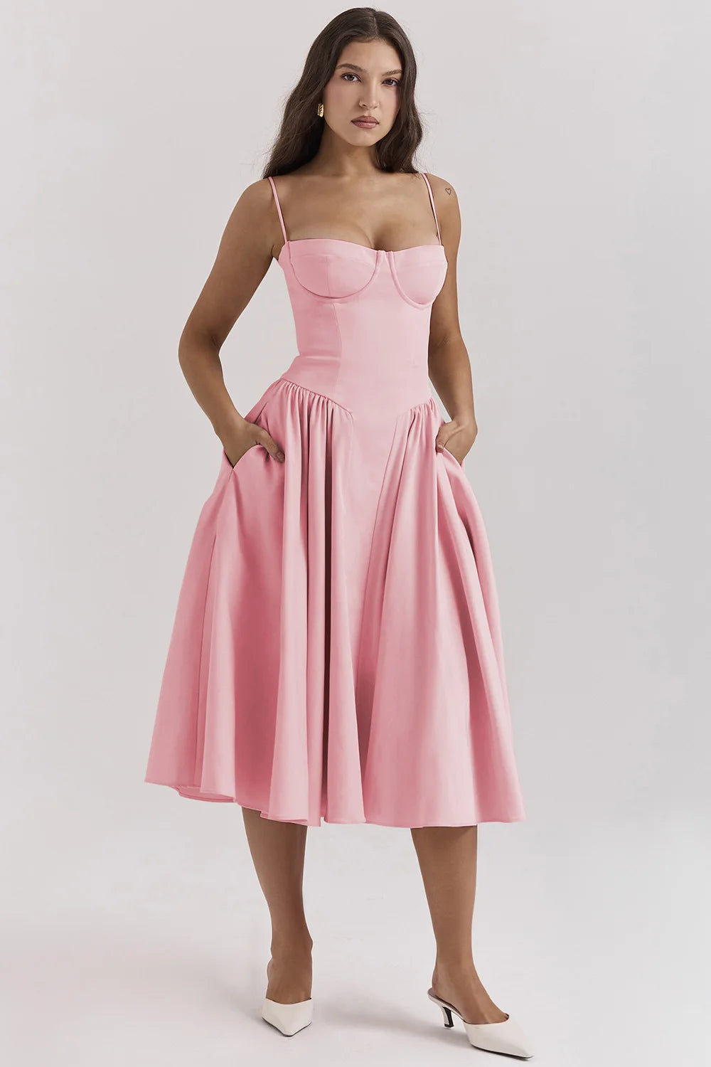Celine - Ärmelloses Midi-Kleid mit Korsettpassform