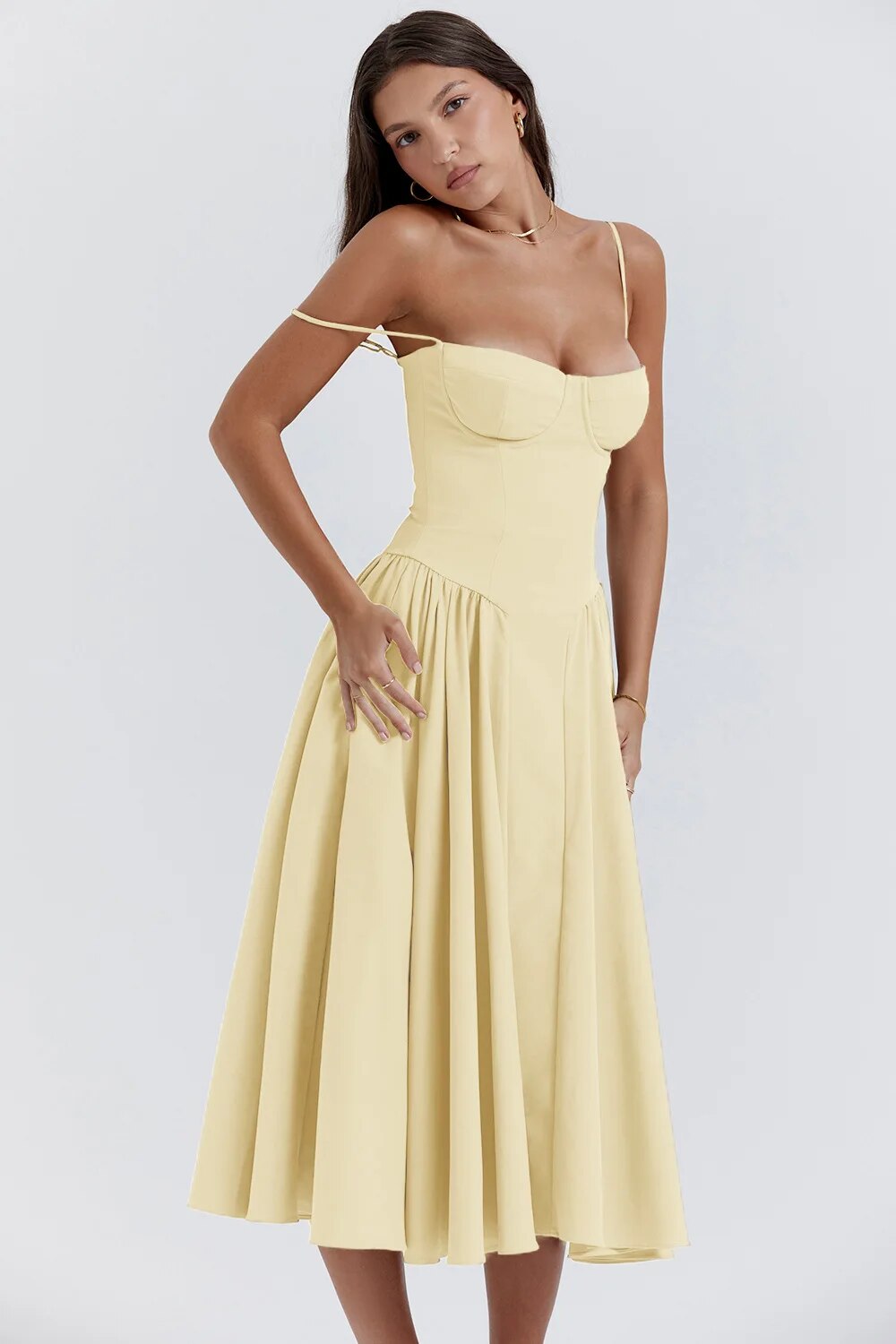Celine - Ärmelloses Midi-Kleid mit Korsettpassform