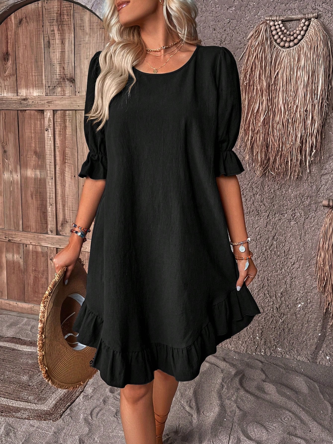 DESIREE | ELEGANTES KLEID MIT VOLANTS