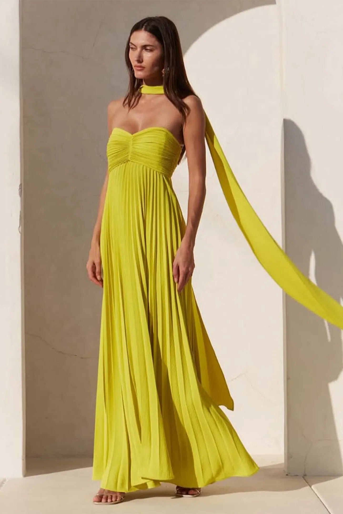 ISAVELLE – Strapless Pleated Maxi Dress