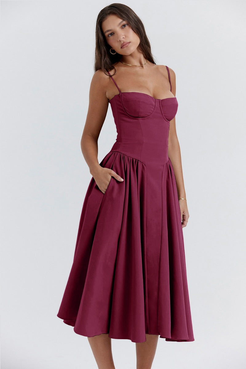 Celine - Ärmelloses Midi-Kleid mit Korsettpassform