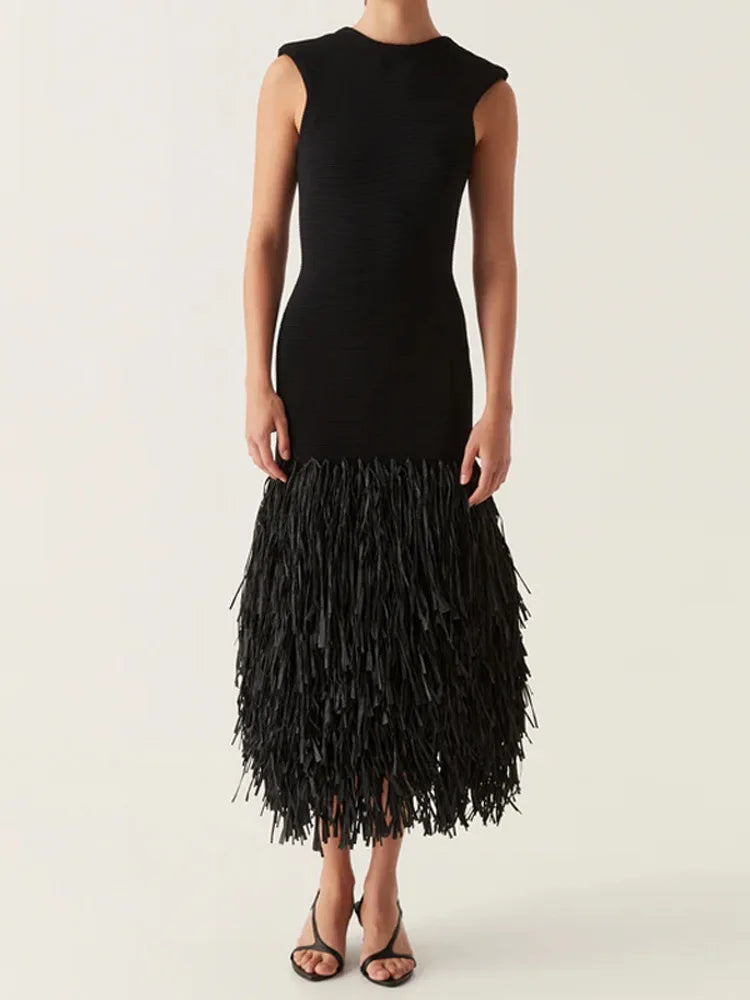 Aline - Maxi Kleid mit eleganten Fransen