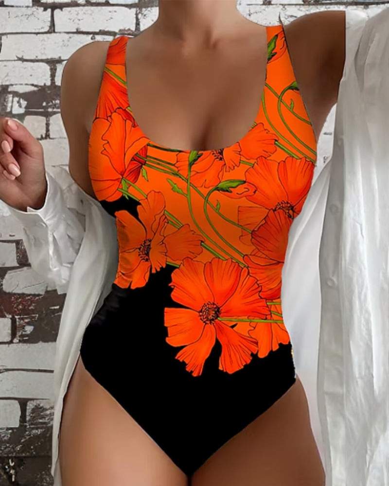 Genziana | Elegante Costume Intero con Stampa Floreale