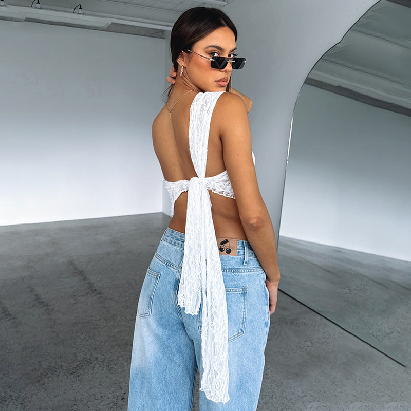 Top in pizzo lilla