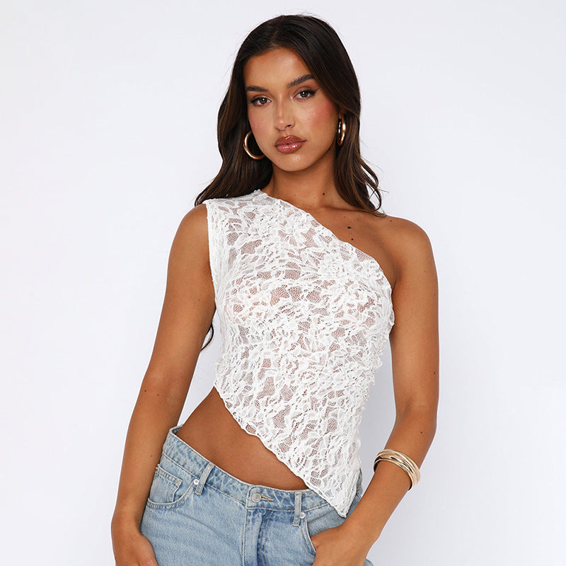 Top in pizzo lilla