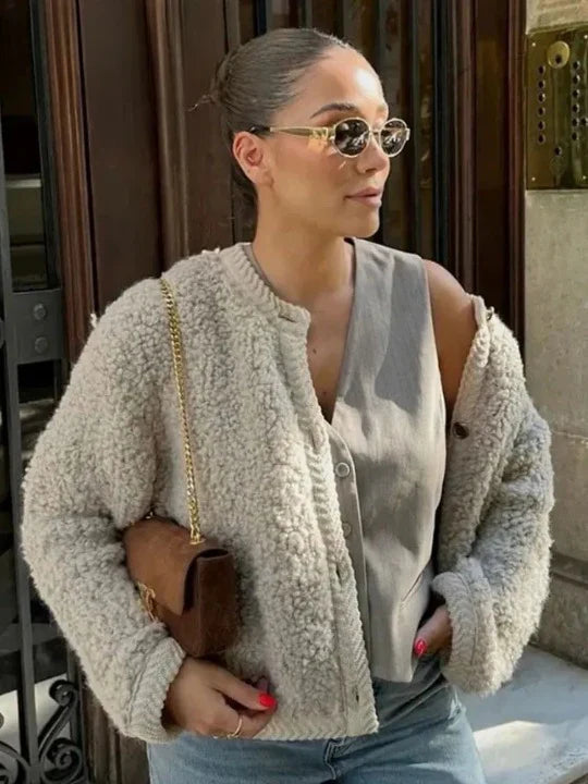Cardigan in lana con firma di Belle