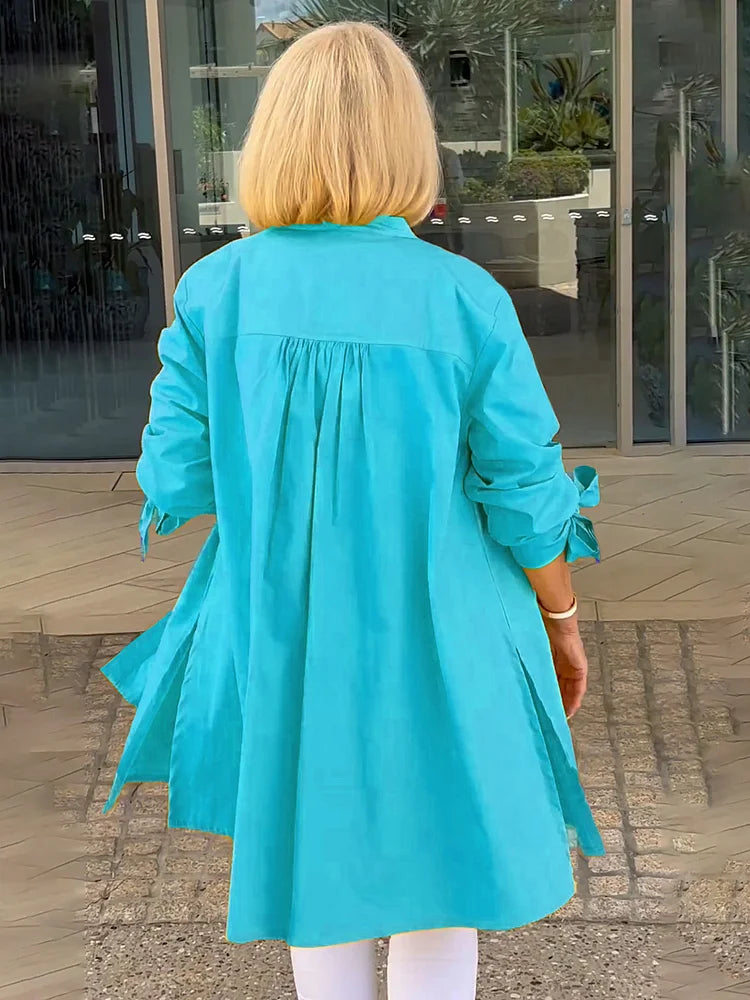Elliora - Gathered Back Baumwollhemdjacke