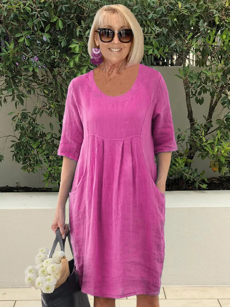 Noara - Lässiges Baumwoll-Tunika-Kleid mit Taschen