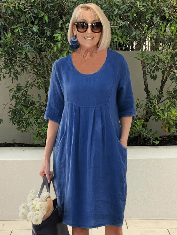 Noara - Lässiges Baumwoll-Tunika-Kleid mit Taschen
