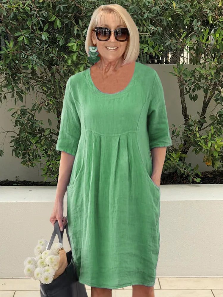 Noara - Lässiges Baumwoll-Tunika-Kleid mit Taschen