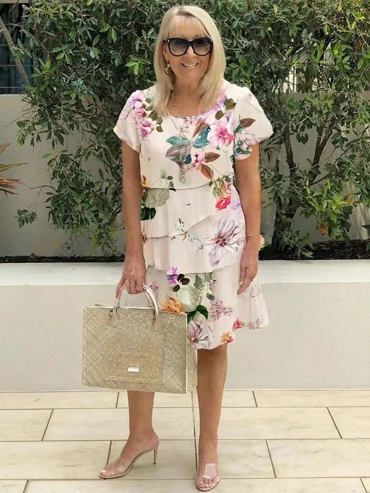 Jasara - Boho Floral Cascade Maxi Kleid