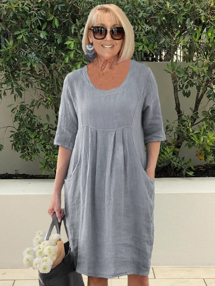 Noara - Lässiges Baumwoll-Tunika-Kleid mit Taschen