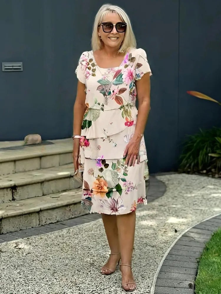 Jasara - Boho Floral Cascade Maxi Kleid