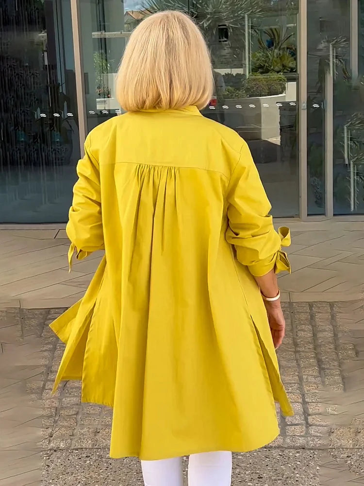 Elliora - Gathered Back Baumwollhemdjacke